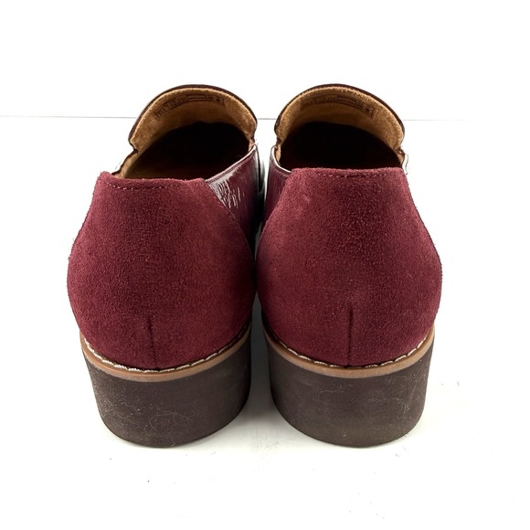 Vionic Kensley Loafer 9.5 Red Burgundy Patent Leather Slip On Platform Shoes - Picture 5 of 9